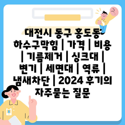 대전시 동구 홍도동 하수구막힘 | 가격 | 비용 | 기름제거 | 싱크대 | 변기 | 세면대 | 역류 | 냄새차단 | 2024 후기