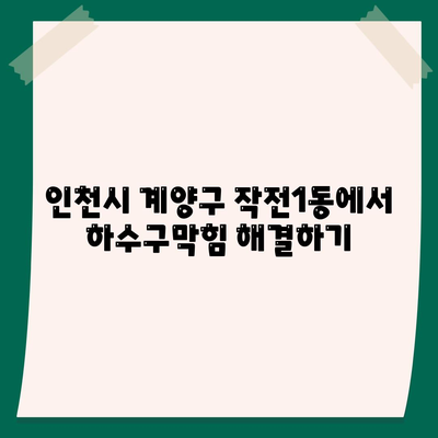 인천시 계양구 작전1동 하수구막힘 | 가격 | 비용 | 기름제거 | 싱크대 | 변기 | 세면대 | 역류 | 냄새차단 | 2024 후기