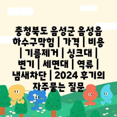 충청북도 음성군 음성읍 하수구막힘 | 가격 | 비용 | 기름제거 | 싱크대 | 변기 | 세면대 | 역류 | 냄새차단 | 2024 후기