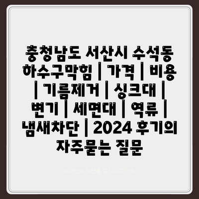 충청남도 서산시 수석동 하수구막힘 | 가격 | 비용 | 기름제거 | 싱크대 | 변기 | 세면대 | 역류 | 냄새차단 | 2024 후기