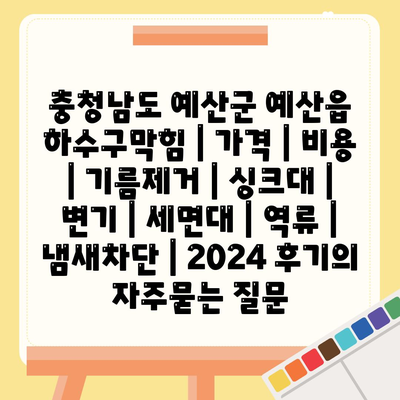 충청남도 예산군 예산읍 하수구막힘 | 가격 | 비용 | 기름제거 | 싱크대 | 변기 | 세면대 | 역류 | 냄새차단 | 2024 후기