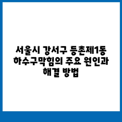 서울시 강서구 등촌제1동 하수구막힘 | 가격 | 비용 | 기름제거 | 싱크대 | 변기 | 세면대 | 역류 | 냄새차단 | 2024 후기