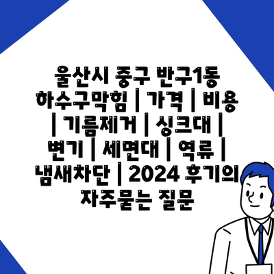 울산시 중구 반구1동 하수구막힘 | 가격 | 비용 | 기름제거 | 싱크대 | 변기 | 세면대 | 역류 | 냄새차단 | 2024 후기