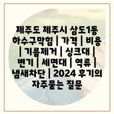 제주도 제주시 삼도1동 하수구막힘 | 가격 | 비용 | 기름제거 | 싱크대 | 변기 | 세면대 | 역류 | 냄새차단 | 2024 후기