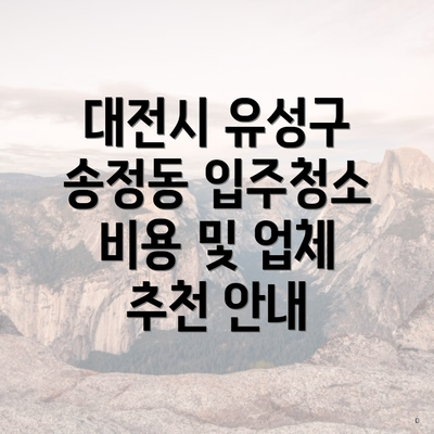 대전시 유성구 송정동 입주청소 비용 및 업체 추천 안내