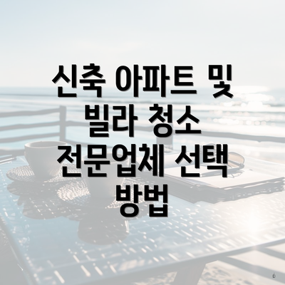 신축 아파트 및 빌라 청소 전문업체 선택 방법