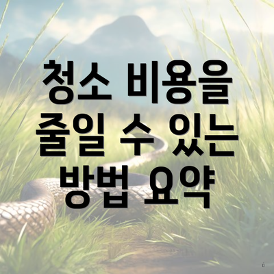 청소 비용을 줄일 수 있는 방법 요약