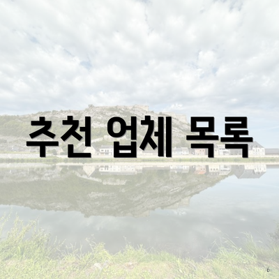 추천 업체 목록