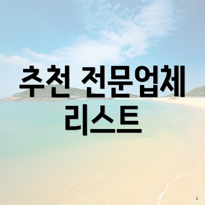 추천 전문업체 리스트