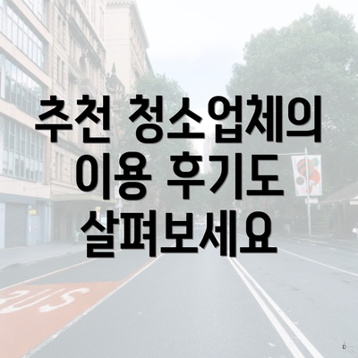 추천 청소업체의 이용 후기도 살펴보세요