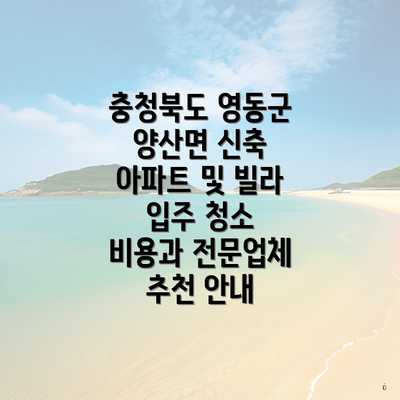 충청북도 영동군 양산면 신축 아파트 및 빌라 입주 청소 비용과 전문업체 추천 안내