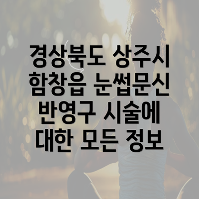 경상북도 상주시 함창읍 눈썹문신 반영구 시술에 대한 모든 정보