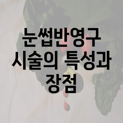 눈썹반영구 시술의 특성과 장점