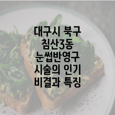 대구시 북구 침산3동 눈썹반영구 시술의 인기 비결과 특징