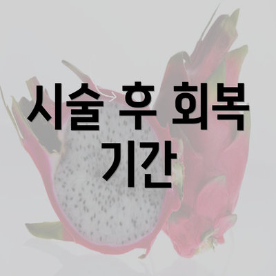 시술 후 회복 기간