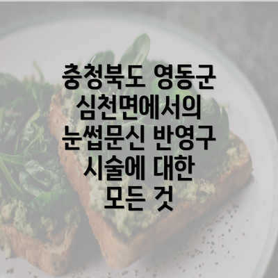 충청북도 영동군 심천면에서의 눈썹문신 반영구 시술에 대한 모든 것