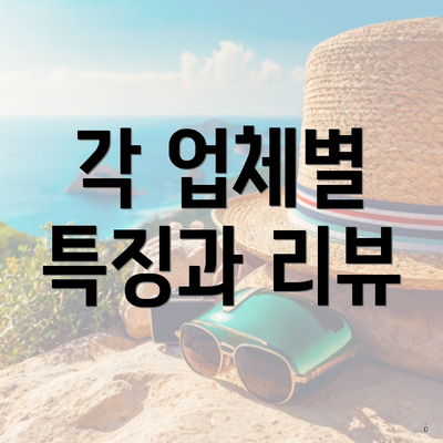 각 업체별 특징과 리뷰