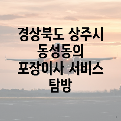 경상북도 상주시 동성동의 포장이사 서비스 탐방