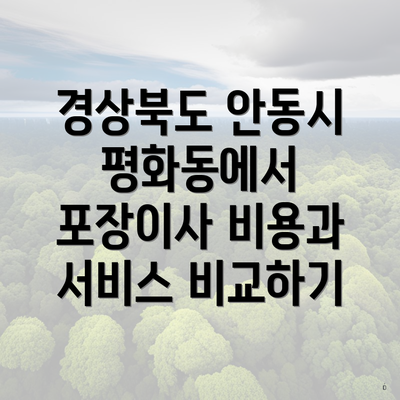 경상북도 안동시 평화동에서 포장이사 비용과 서비스 비교하기