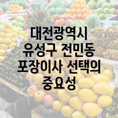 대전광역시 유성구 전민동 포장이사 선택의 중요성