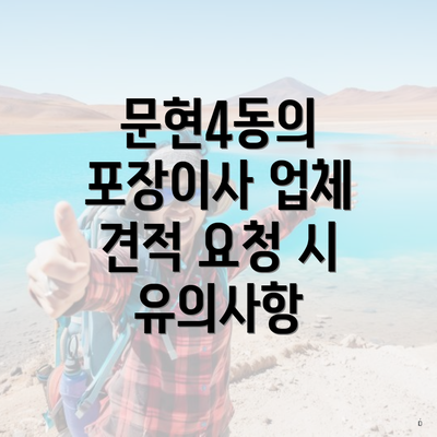 문현4동의 포장이사 업체 견적 요청 시 유의사항