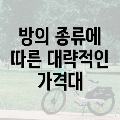 방의 종류에 따른 대략적인 가격대