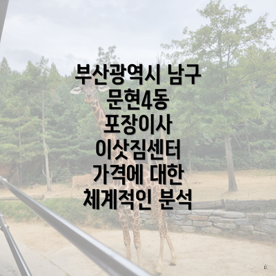 부산광역시 남구 문현4동 포장이사 이삿짐센터 가격에 대한 체계적인 분석