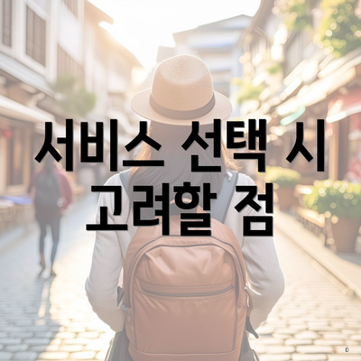 서비스 선택 시 고려할 점