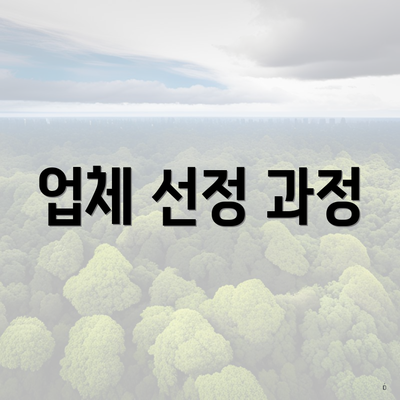 업체 선정 과정