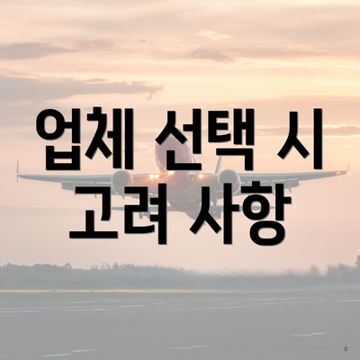 업체 선택 시 고려 사항