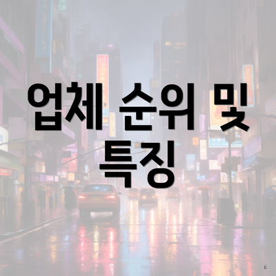 업체 순위 및 특징