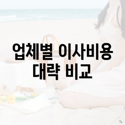 업체별 이사비용 대략 비교