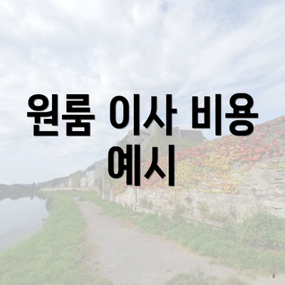 원룸 이사 비용 예시