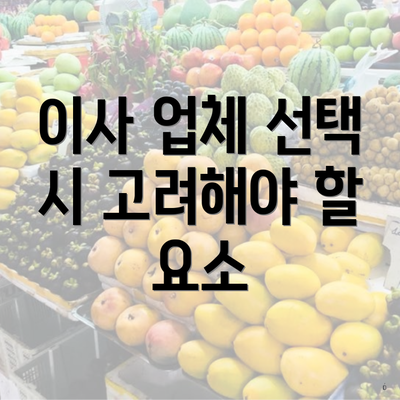 이사 업체 선택 시 고려해야 할 요소