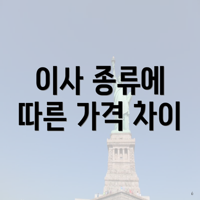 이사 종류에 따른 가격 차이