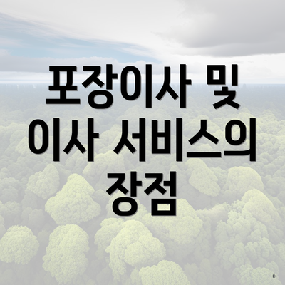 포장이사 및 이사 서비스의 장점