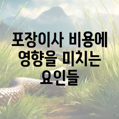 포장이사 비용에 영향을 미치는 요인