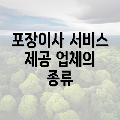 포장이사 서비스 제공 업체의 종류