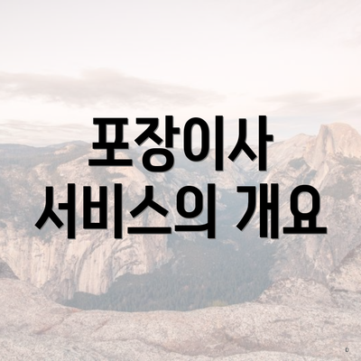 포장이사 서비스의 개요