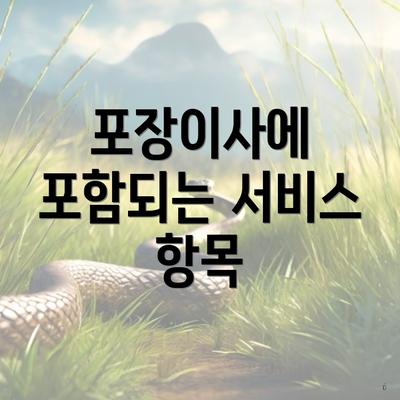 포장이사에 포함되는 서비스 항목